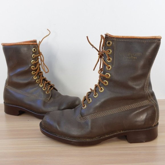 VINTAGE DUNHAM Boots Leather Mens‎ 6.5 Womens 8 Combat Hunting Duraflex CANADA - Picture 1 of 16